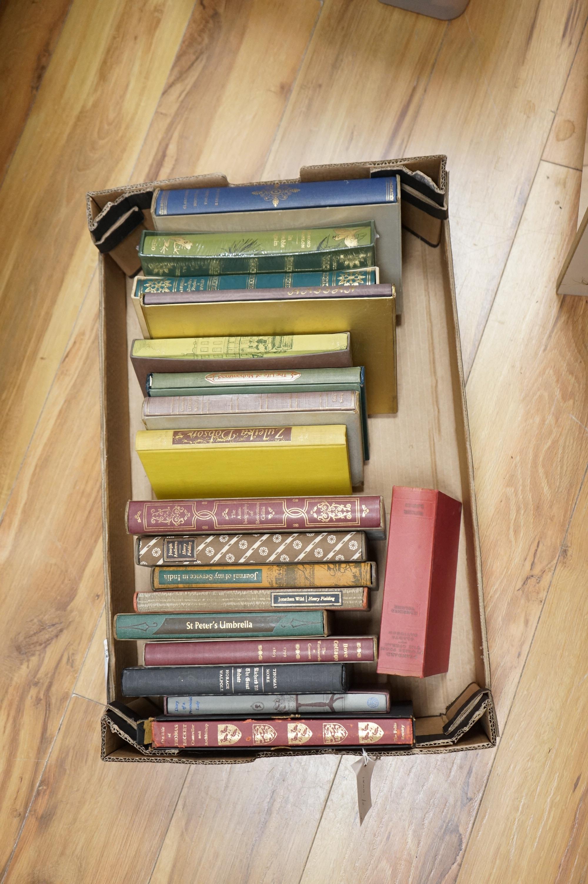 A collection of eighteen Folio Society books to include St Peter’s Umbrella and the Autobiography of Benvenuto Cellini